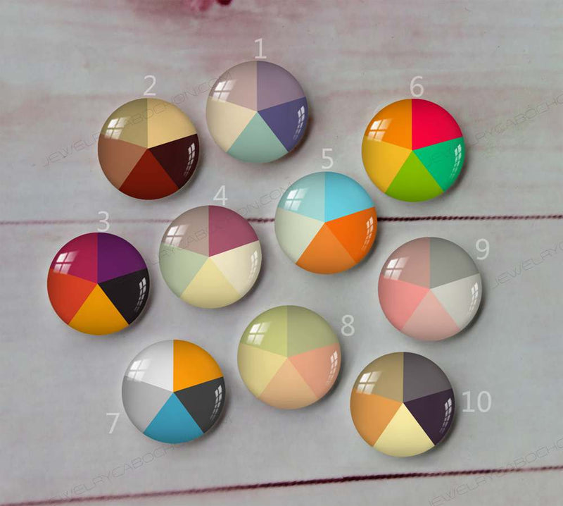 Handmade Round Photo Glass Cabachon pattern geometric 557