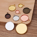 20pcs 8-25mm Necklace brass Pendant Trays,Pendant Blanks Bezel Base, Glass Cabochon Settings