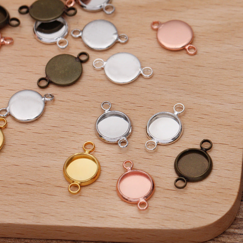 20pcs 8-25mm Double circle brass Pendant Trays,Pendant Blanks Bezel Base, Glass Cabochon Settings