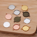 20pcs 8-25mm Double circle brass Pendant Trays,Pendant Blanks Bezel Base, Glass Cabochon Settings