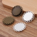 30pcs 14-30mm Lace brass Pendant Trays,Pendant Blanks Bezel Base, Glass Cabochon Settings