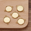 20pcs 15mm Double circle brass Pendant Trays, Pendant Blanks Bezel Base, Glass Cabochon Settings