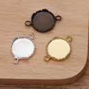 20pcs 15mm Double circle brass Pendant Trays, Pendant Blanks Bezel Base, Glass Cabochon Settings