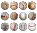 Handmade Round Photo Glass Cabachons baseball 870B