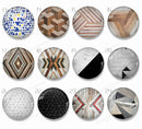 Handmade Round Photo Glass Cabachons geometric 1006B