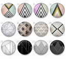 Handmade Round Photo Glass Cabachons geometric 1008B