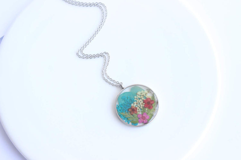 Pressed Flower Pendant Necklace, Real Dried Flower Resin Jewellery
