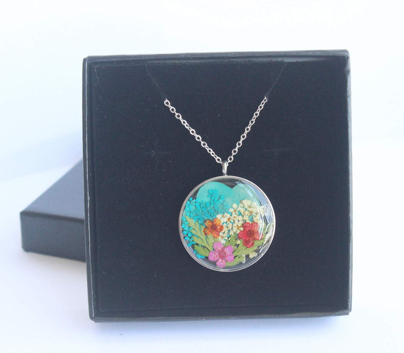 Pressed Flower Pendant Necklace, Real Dried Flower Resin Jewellery