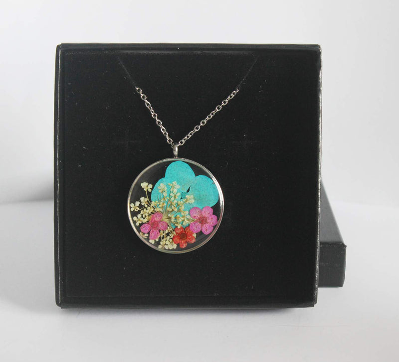 Pressed Flower Pendant Necklace, Real Dried Flower Resin Jewellery