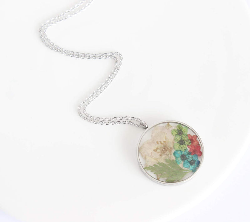 Pressed Flower Pendant Necklace, Real Dried Flower Resin Jewellery