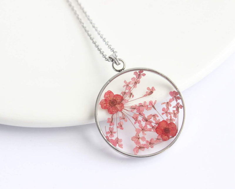 Pressed Flower Pendant Necklace, Real Dried Flower Resin Jewellery