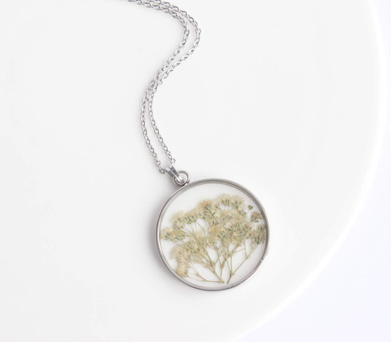 Pressed Flower Pendant Necklace, Real Dried Flower Resin Jewellery
