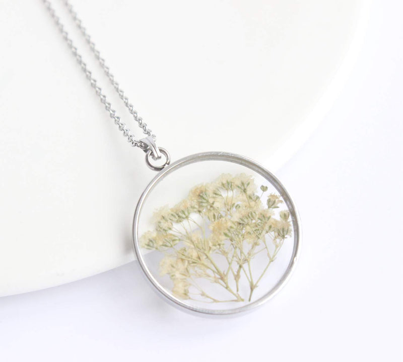 Pressed Flower Pendant Necklace, Real Dried Flower Resin Jewellery