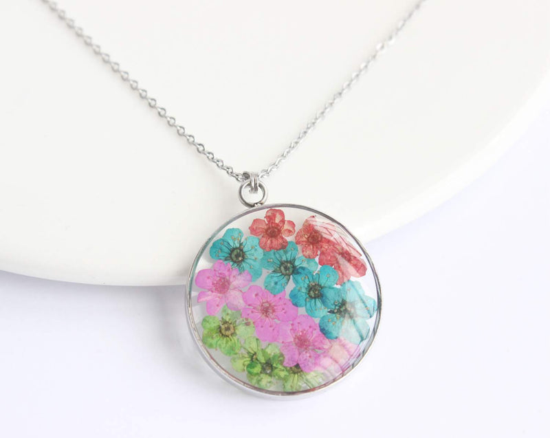 Pressed Flower Pendant Necklace, Real Dried Flower Resin Jewellery