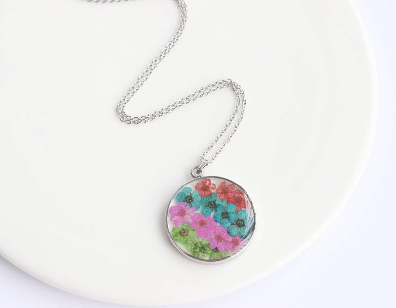Pressed Flower Pendant Necklace, Real Dried Flower Resin Jewellery
