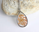 Teardrop Pressed Flower Pendant Necklace, Real Dried Flower Resin Jewellery