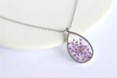 Teardrop Pressed Flower Pendant Necklace, Real Dried Flower Resin Jewellery