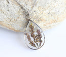 Teardrop Pressed Flower Pendant Necklace, Real Dried Flower Resin Jewellery