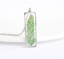 Rectangle Pressed Flower Pendant Necklace, Real Dried Flower Resin Jewellery