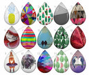 Handmade Teardrop Photo Glass Cabochons pattern geometric 789 B