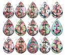 Handmade Teardrop Photo Glass Cabochons pattern flower 811 B