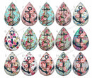 Handmade Teardrop Photo Glass Cabochons pattern flower 812 B