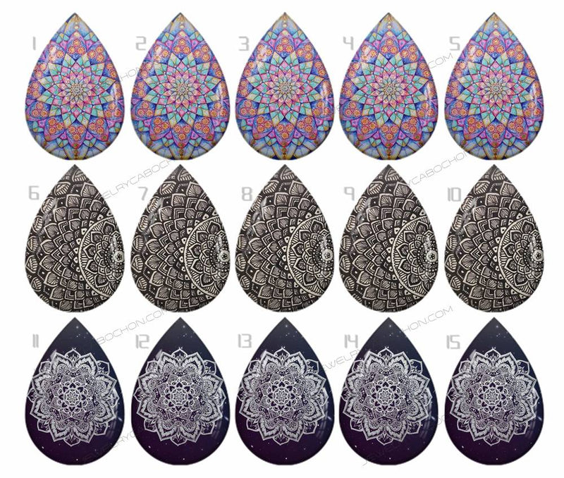 Handmade Teardrop Photo Glass Cabochons geometric 827 B