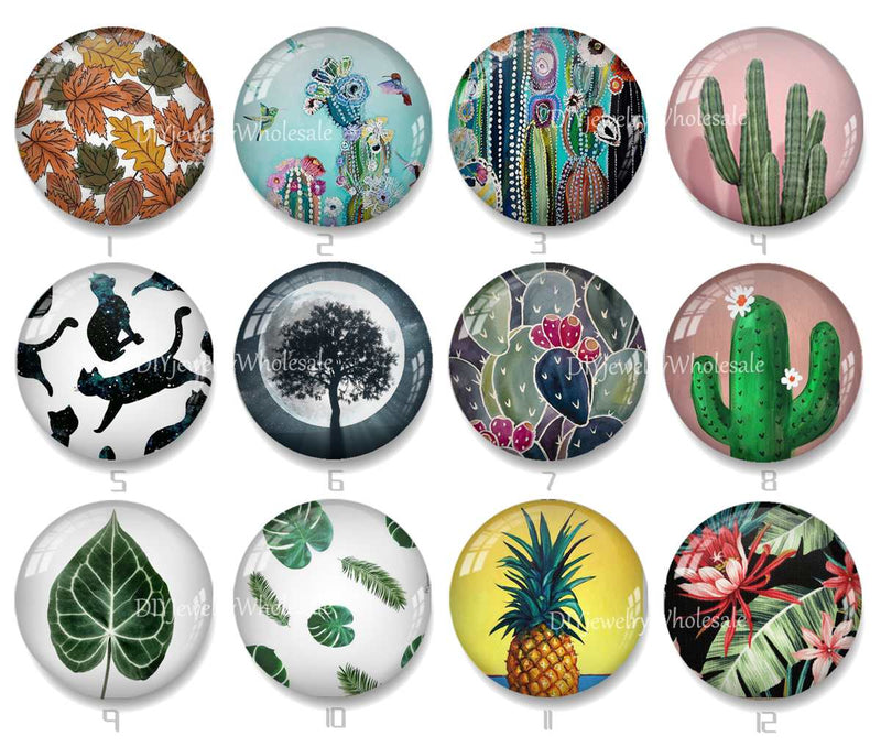 Handmade Round Photo Glass Cabochon 1968
