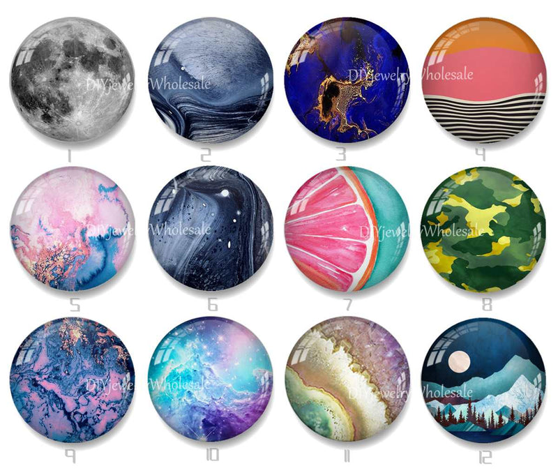 Handmade Round Photo Glass Cabochon 1987