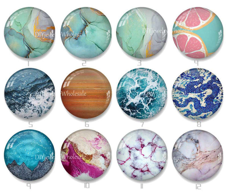 Handmade Round Photo Glass Cabochon 1989