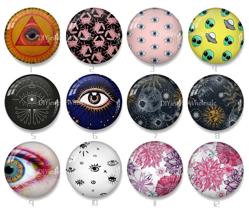 Handmade Round Photo Glass Cabochon 1993