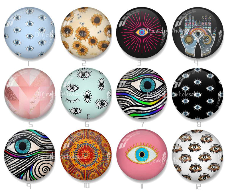 Handmade Round Photo Glass Cabochon 1994