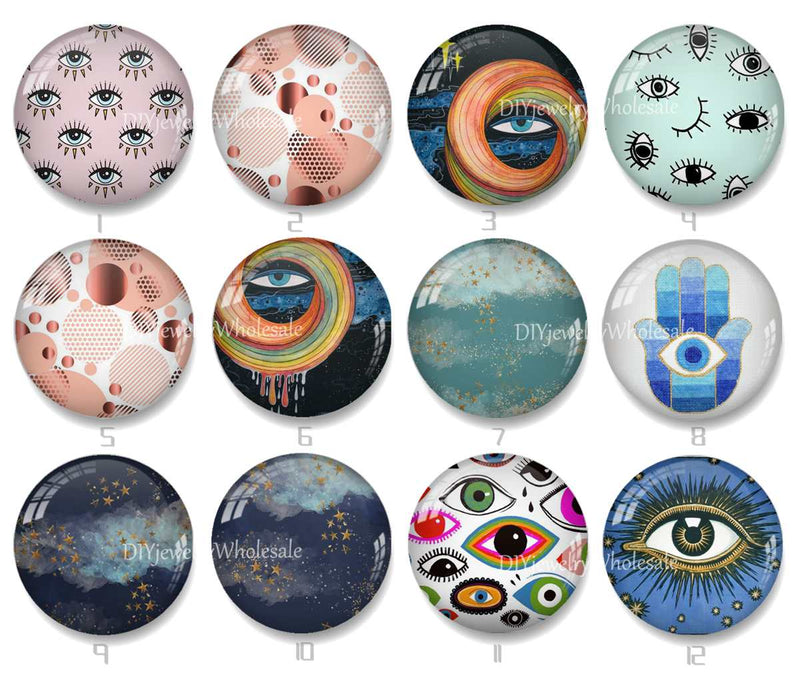 Handmade Round Photo Glass Cabochon 1995