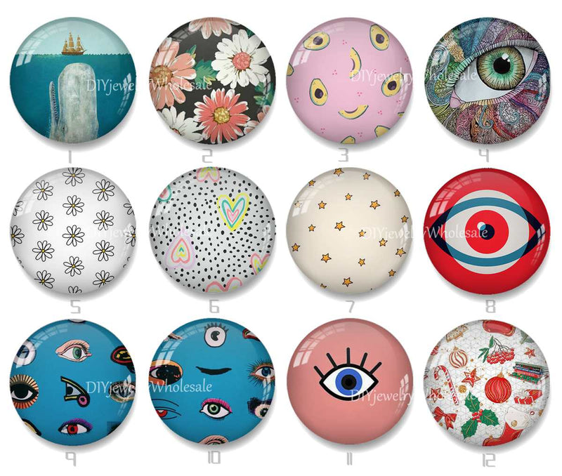 Handmade Round Photo Glass Cabochon 1998