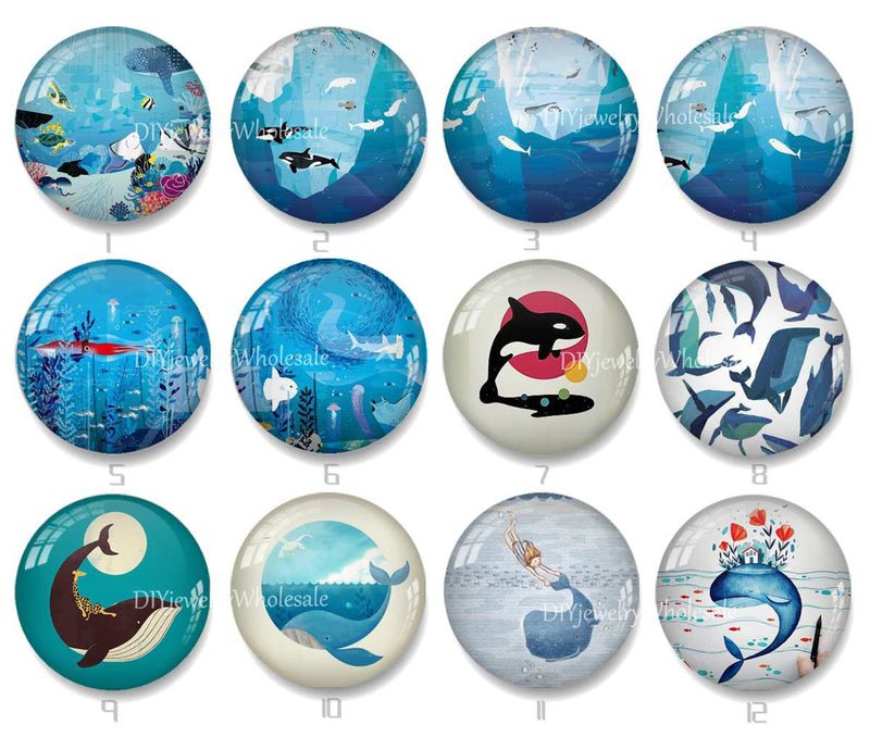 Handmade Round Photo Glass Cabochon 2086