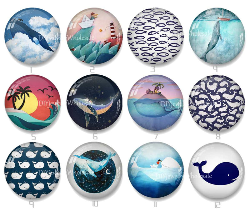 Handmade Round Photo Glass Cabochon 2090
