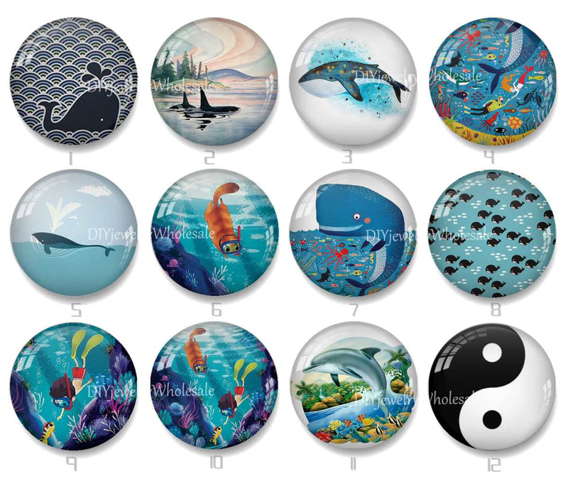 Handmade Round Photo Glass Cabochon 2102