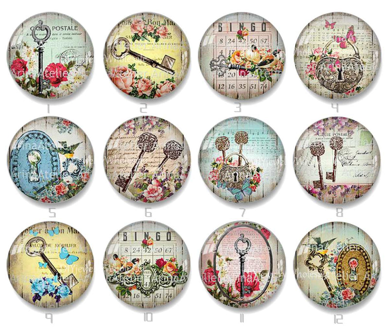 Handmade Round Photo Glass Cabochon 2221