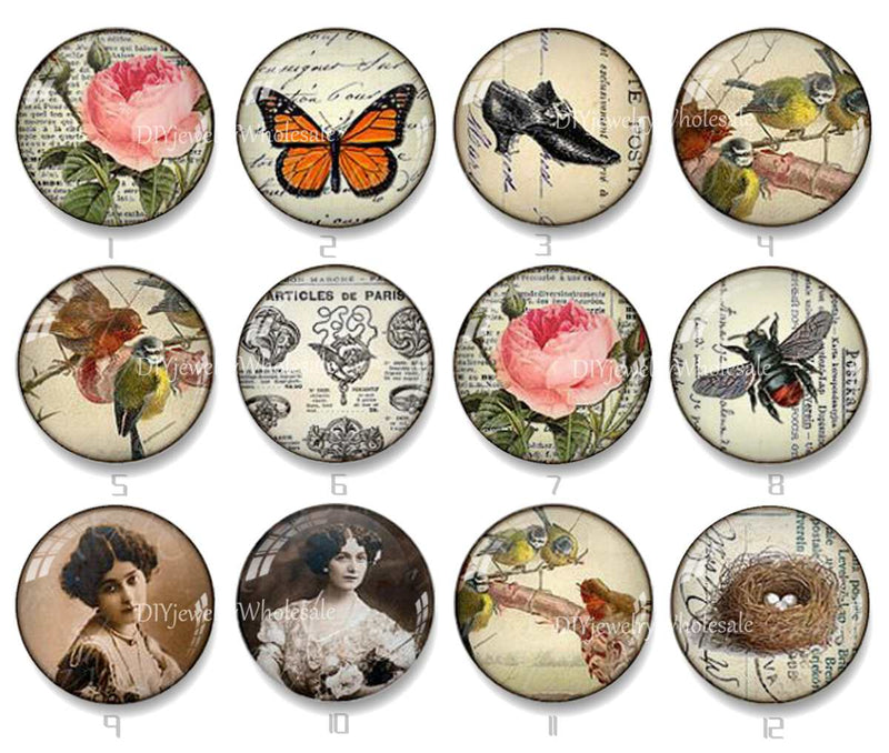 Handmade Round Photo Glass Cabochon 2223