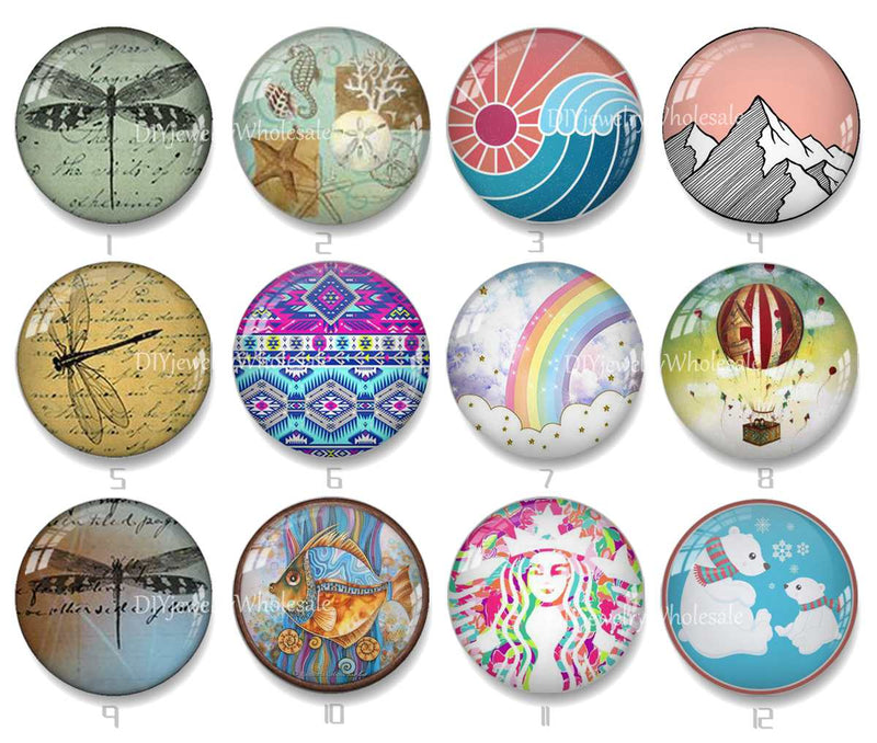 Handmade Round Photo Glass Cabochon 2248