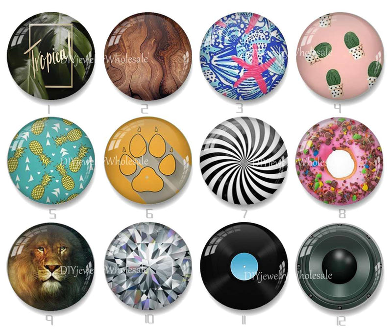 Handmade Round Photo Glass Cabochon 2256