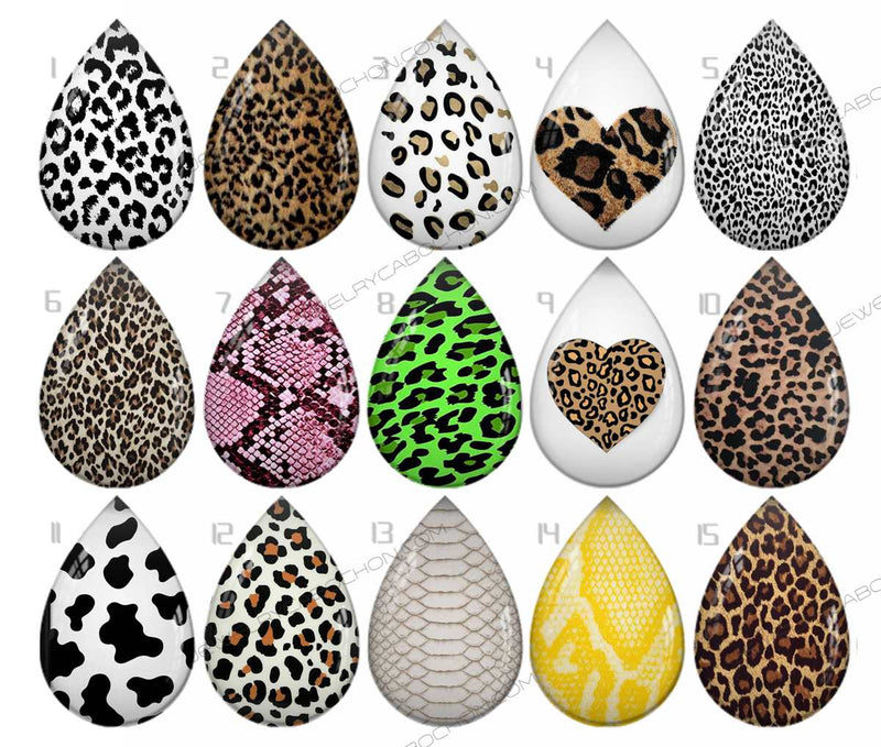 Handmade Teardrop Photo Glass Cabochons pattern geometric 700