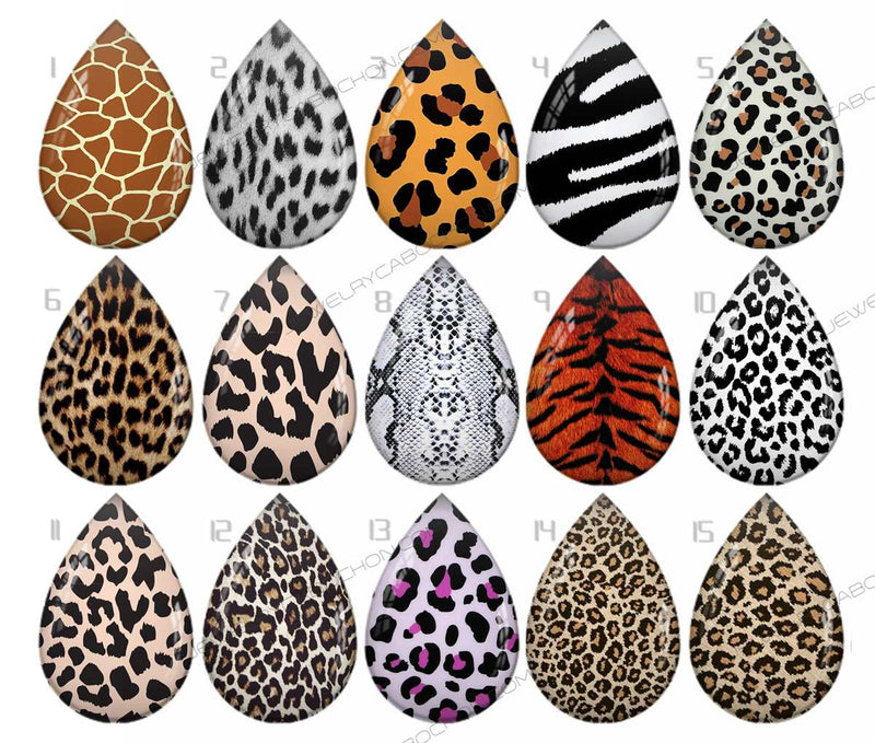 Handmade Teardrop Photo Glass Cabochons pattern geometric 701