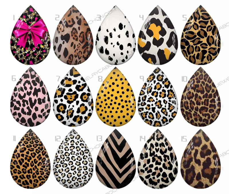 Handmade Teardrop Photo Glass Cabochons pattern geometric 702