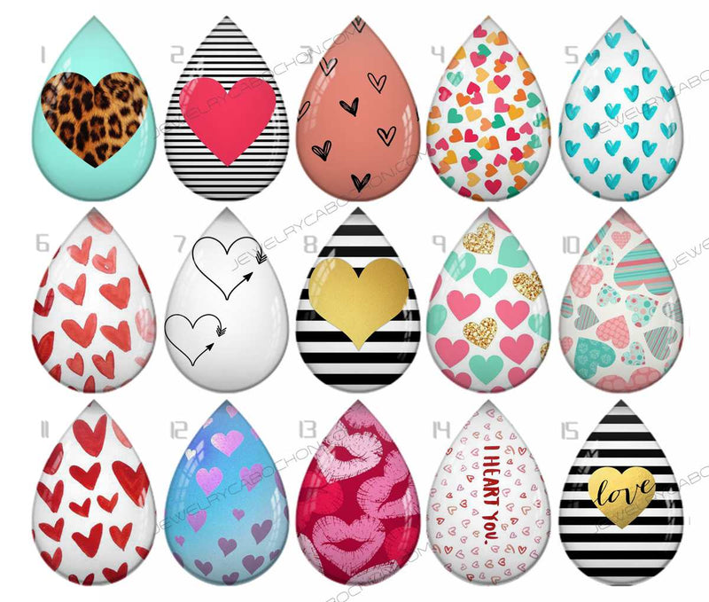 Handmade Teardrop Photo Glass Cabochons pattern geometric 703