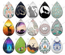 Handmade Teardrop Photo Glass Cabochons pattern geometric 726