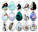 Handmade Teardrop Photo Glass Cabochons pattern geometric 728