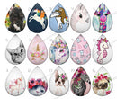 Handmade Teardrop Photo Glass Cabochons pattern geometric 732