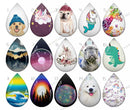 Handmade Teardrop Photo Glass Cabochons pattern geometric 733