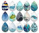 Handmade Teardrop Photo Glass Cabochons pattern geometric 748
